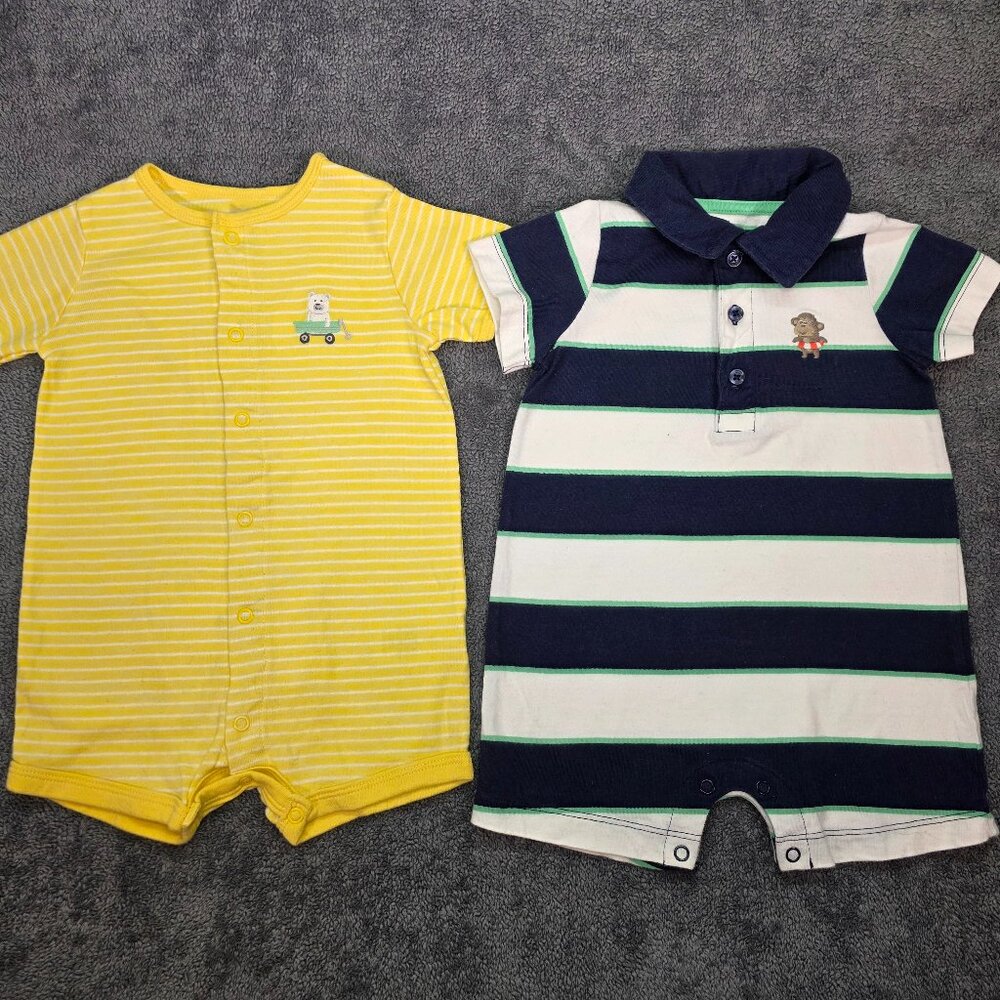 Carter’s 12M Striped Romper Bundle Polo & Bear